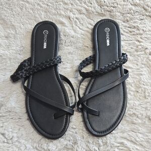 Fashion Nova Black Braided Sandals
